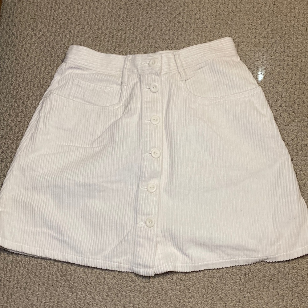 Vintage creamy white corduroy button down mini skirt